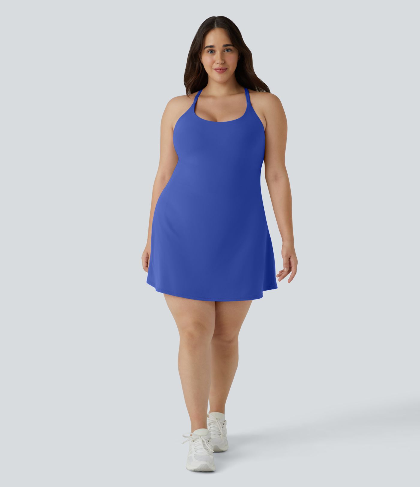 Everyday SoftlyZero™ Plush Backless 2-in-1 Flare Workout Plus Size Dress-Wannabe-Easy Peezy