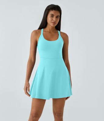 SoftlyZero™ Airy Backless Twisted Flare Low Support Dance Active Dress-Longer Length-Easy Peezy Edition A-C Cups