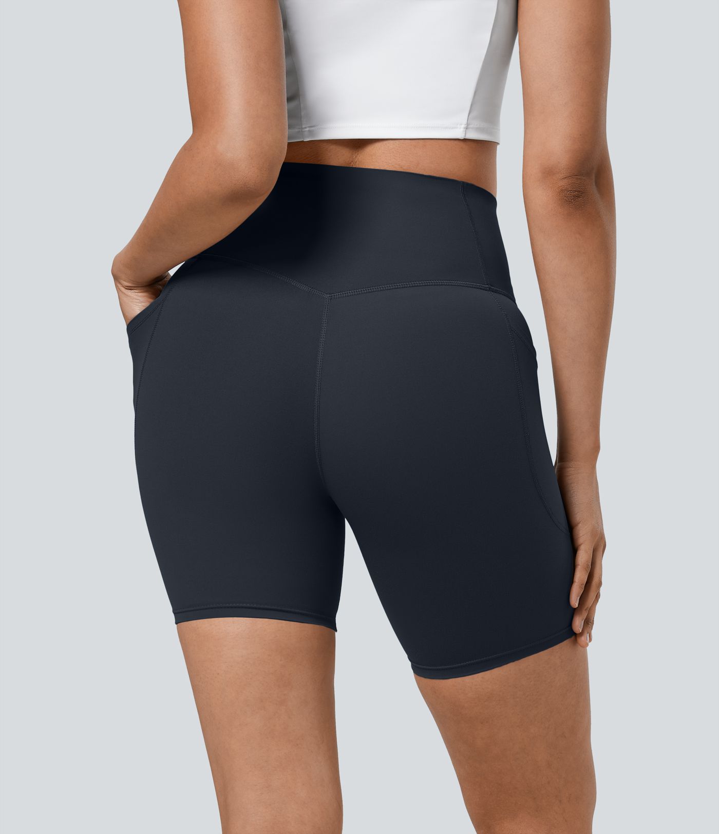 Halara UltraSculpt™ High Waisted Tummy Control Pocket Shaping Training Biker Shorts 7''