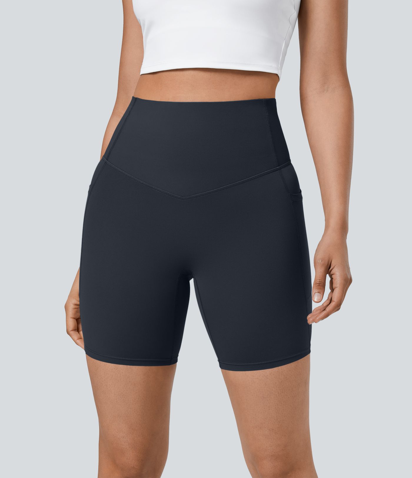 Halara UltraSculpt™ High Waisted Tummy Control Pocket Shaping Training Biker Shorts 7''
