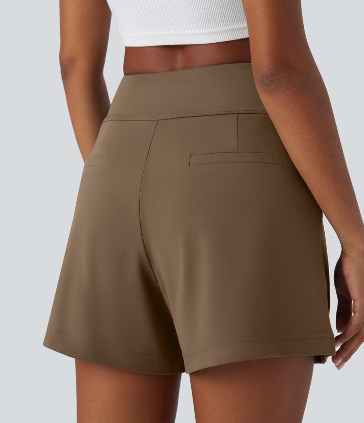 DayStretch High Waisted Pocket Wide Leg Work Shorts