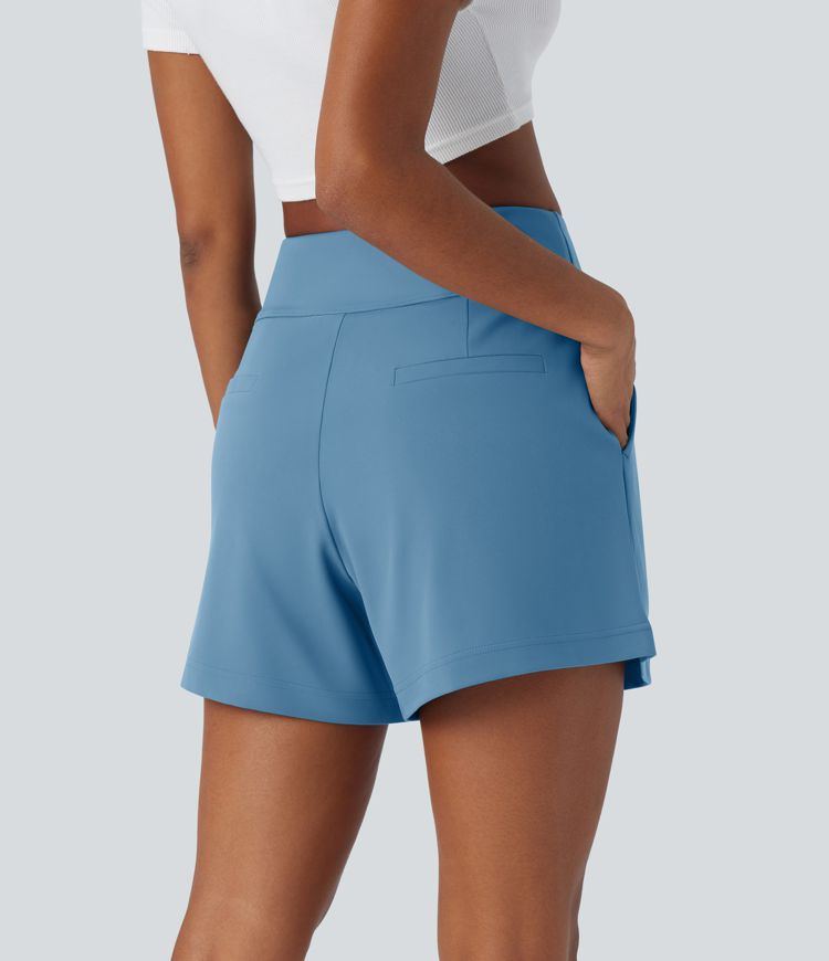DayStretch High Waisted Pocket Wide Leg Work Shorts