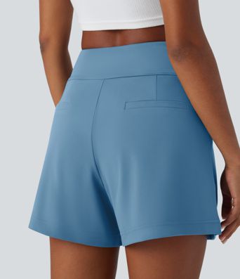 DayStretch High Waisted Pocket Wide Leg Work Shorts