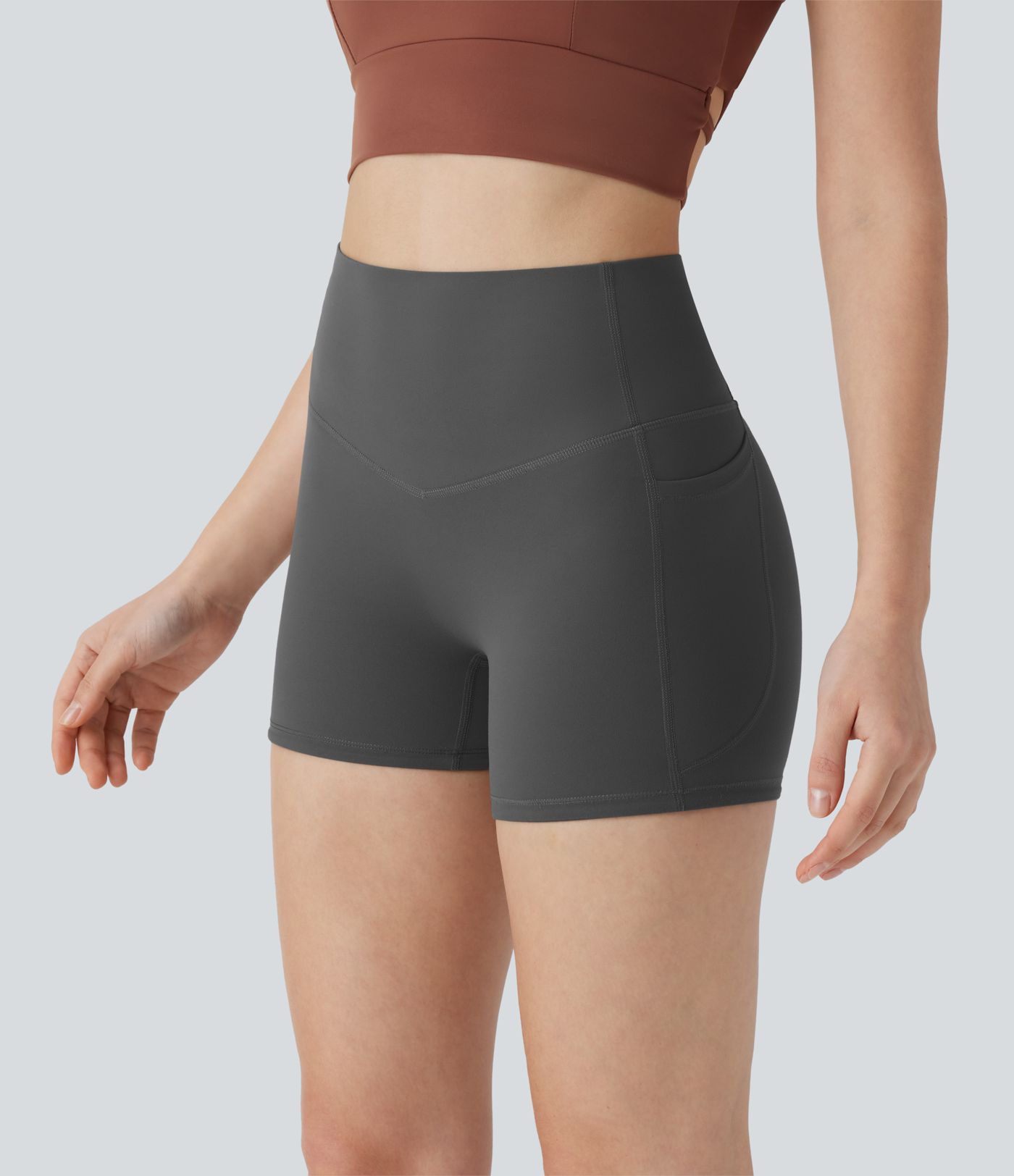 Halara UltraSculpt™ Biker-Shorts mit hoher Taille, bauchformend und mit Taschen, 3'' Halara UltraSculpt™ Biker-Shorts mit hoher Taille, bauchformend und mit Taschen, 3''