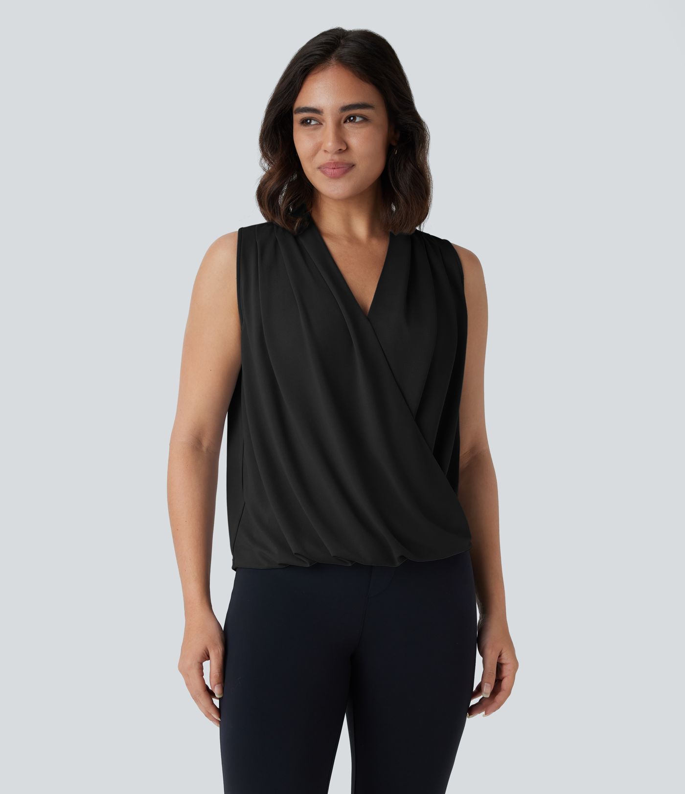 V-Ausschnitt, lockeres Wickel-Arbeitsshirt