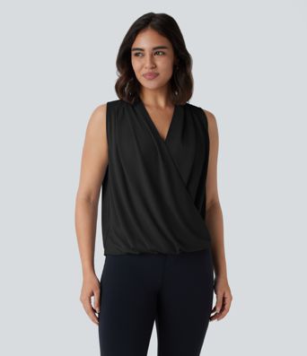 V-Ausschnitt, lockeres Wickel-Arbeitsshirt