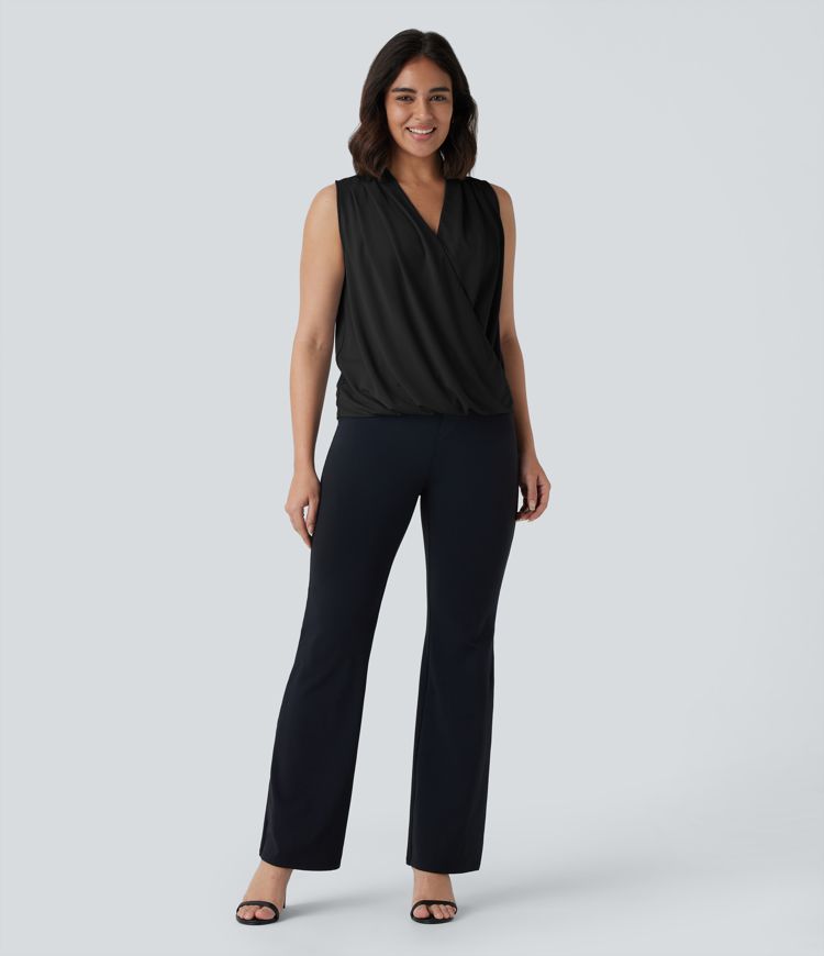 V-Ausschnitt, lockeres Wickel-Arbeitsshirt