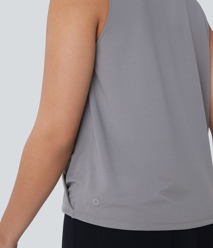 V Neck Sleeveless Wrapped Crossover Work Blouse