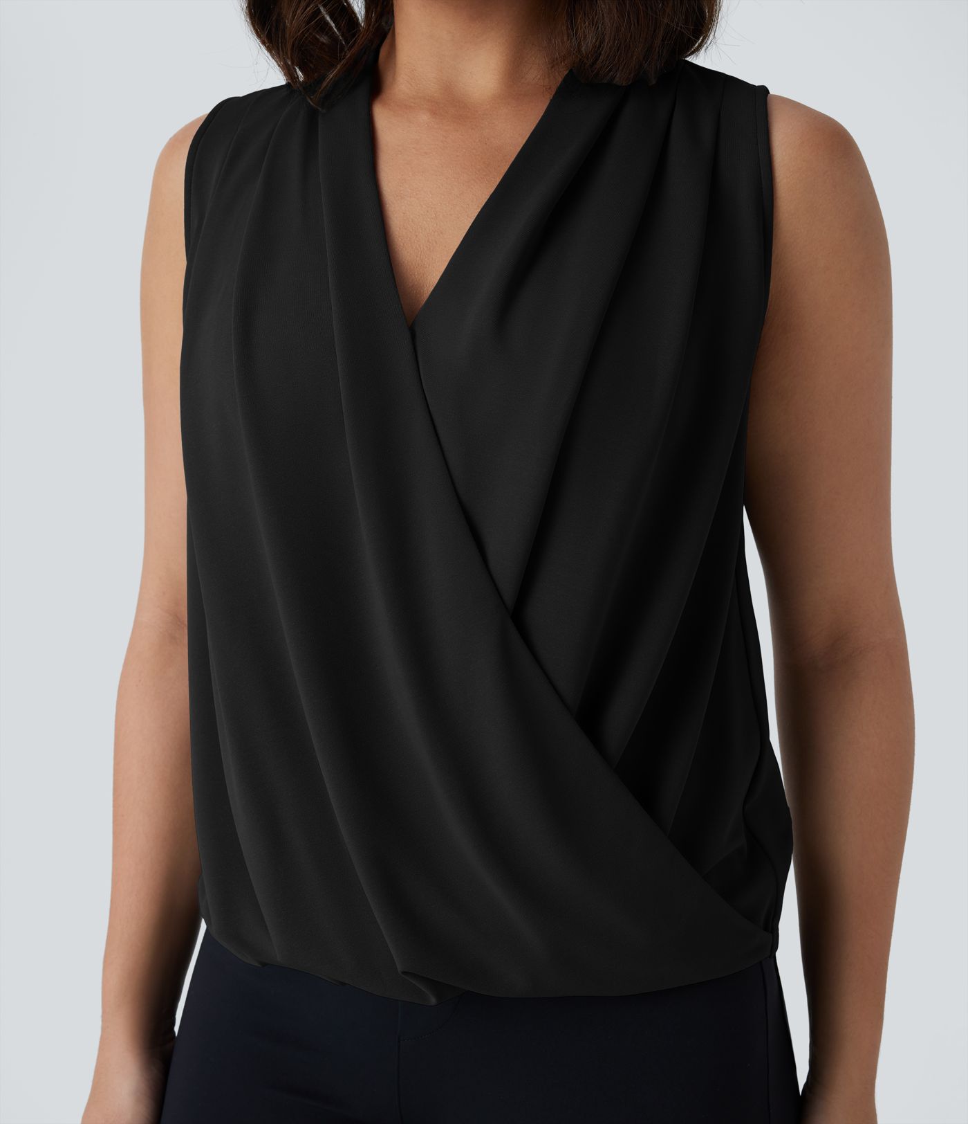 V-Ausschnitt, lockeres Wickel-Arbeitsshirt