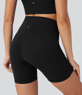 SoftlyZero™ QuickDry High-Waisted Tummy-Control Ruched Running Biker Shorts 5''