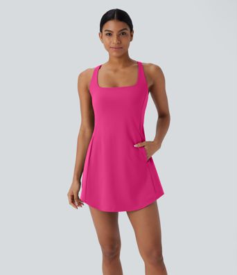 SoftlyZero™ Plush Cut Out Pocket 2-Piece Mini Yoga Active Dress