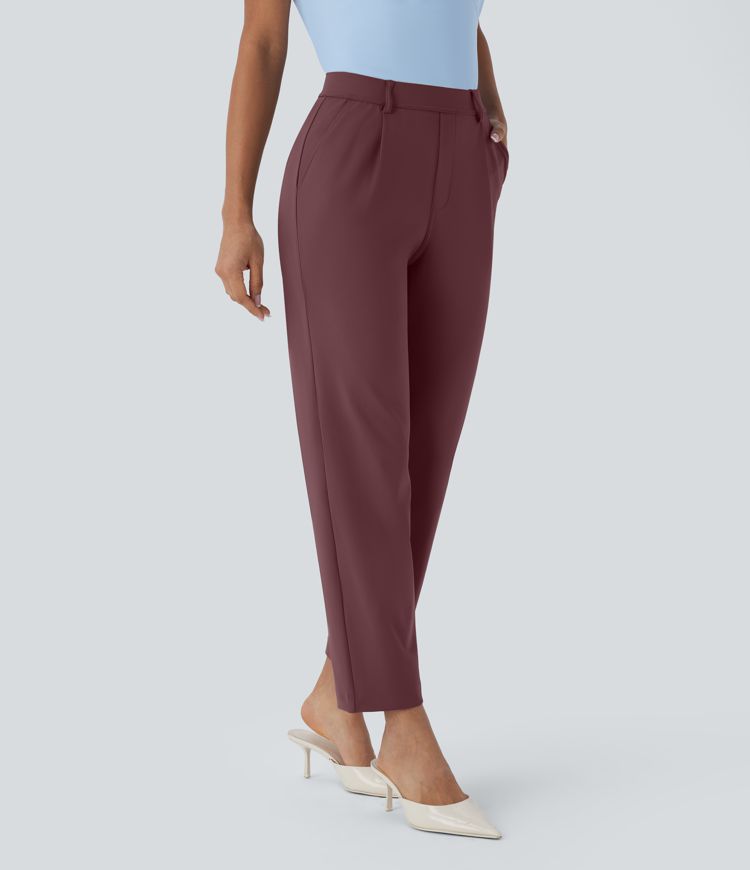 HaloTek Air™ High Waisted Side Pocket Ankle Length Tapered Work Pants