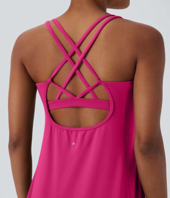 SoftlyZero™ Plush Cut Out Pocket 2-Piece Mini Yoga Active Dress