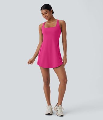 SoftlyZero™ Plush Cut Out Pocket 2-Piece Mini Yoga Active Dress