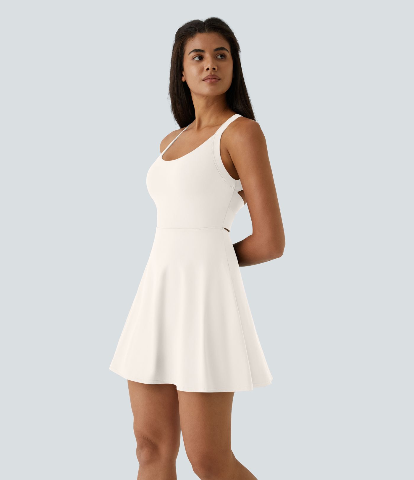 SoftlyZero™ Airy Backless Twisted Flare Low Support Dance Active Dress-Longer Length-Easy Peezy Edition A-C Cups
