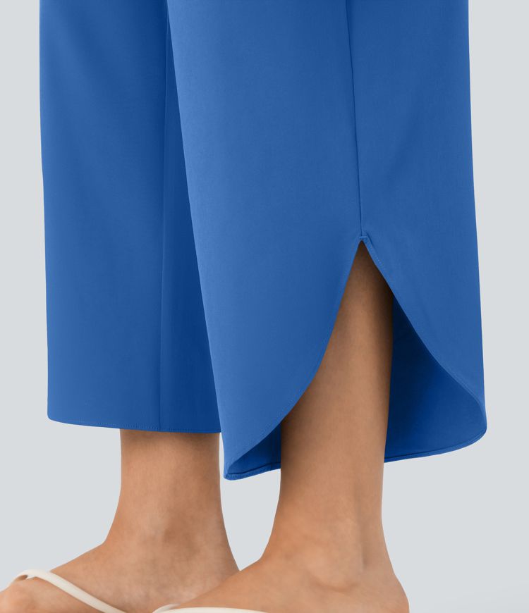 Breezeful™ High Waisted Tummy Control Split Hem Quick Dry Resort Pants with Pockets
