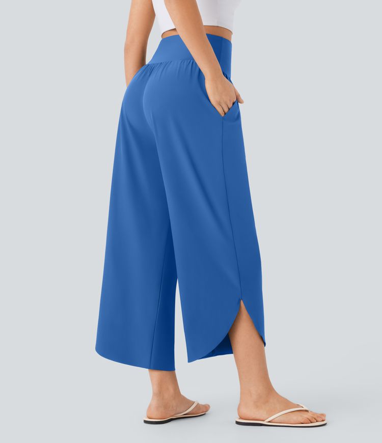 Breezeful™ High Waisted Tummy Control Split Hem Quick Dry Resort Pants with Pockets