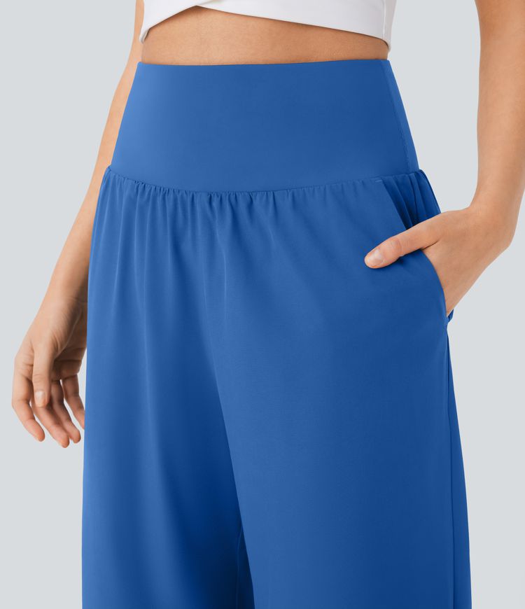 Breezeful™ High Waisted Tummy Control Split Hem Quick Dry Resort Pants with Pockets