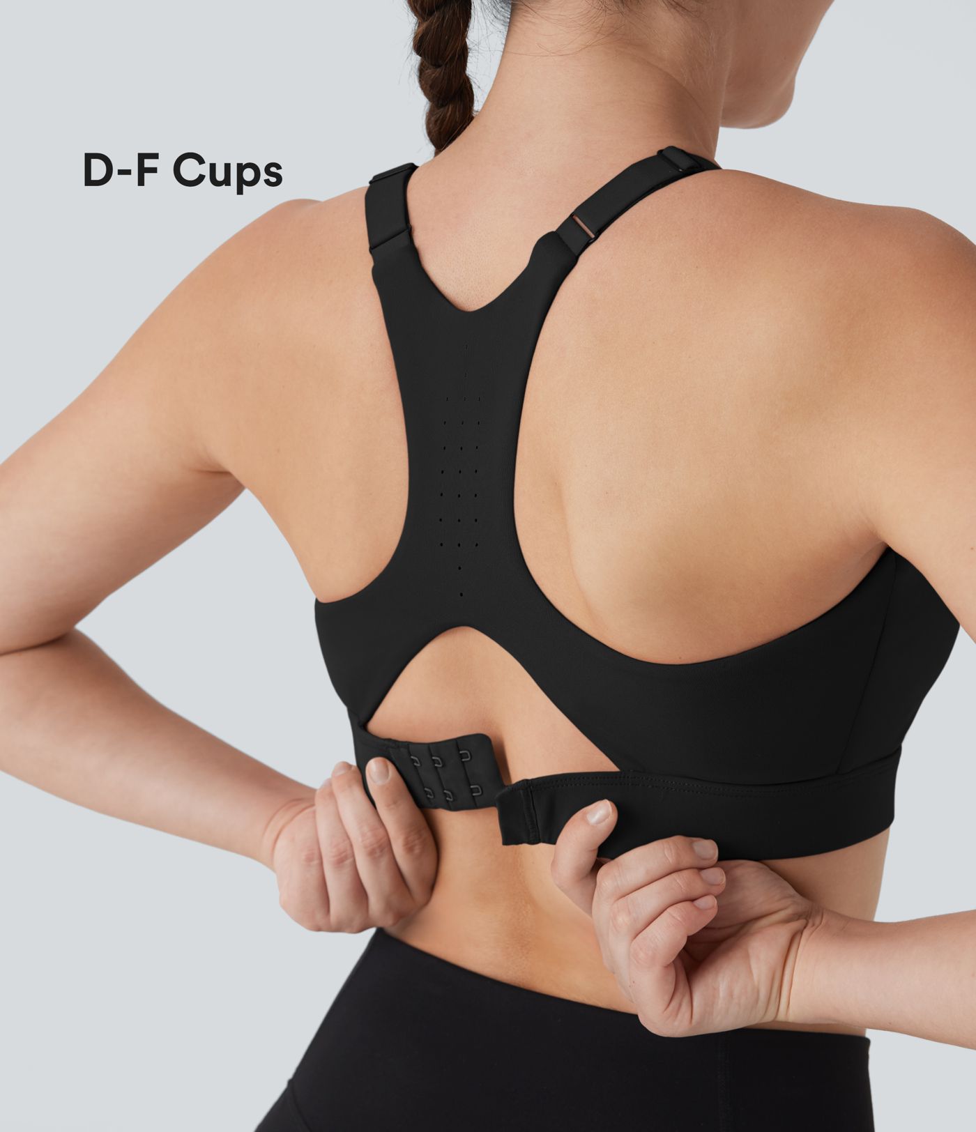 SpeedWave™ Medium Support Molded Cups Perforated Adjustable Hook Quick Dry Training Sports Bra  D-F Cups