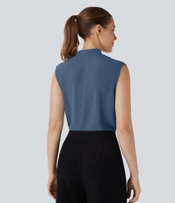 V Neck Sleeveless Work Blouse