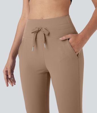 Pantalón Softlyzero™ Plush deportivo yoga pedal bolsillo lateral cordón tiro alto