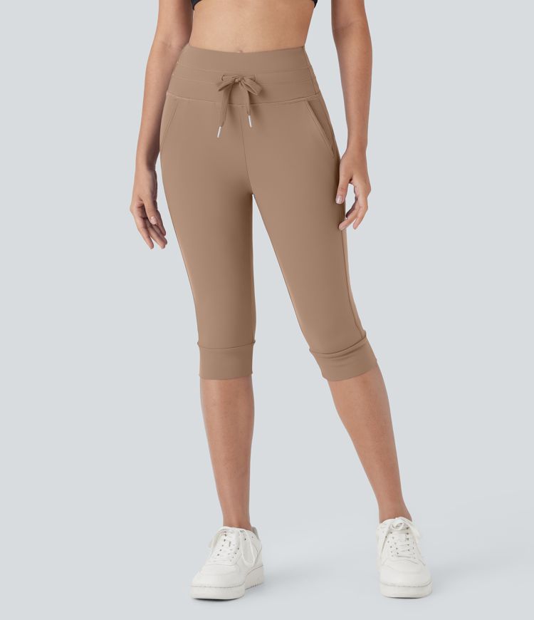 Softlyzero™ Plush High Waisted Drawstring Side Pocket Yoga Pedal Pusher Joggers