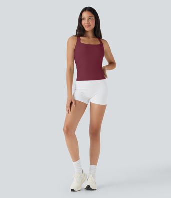 Débardeur de course crop top dos nu col carré bretelles croisées Softlyzero™ Airy Cool Touch - longueur rallongée - UPF50+