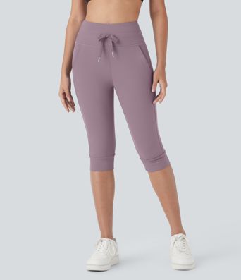 Softlyzero™ Plush sporty yoga pedal pants with side pocket, drawstring, and high waist