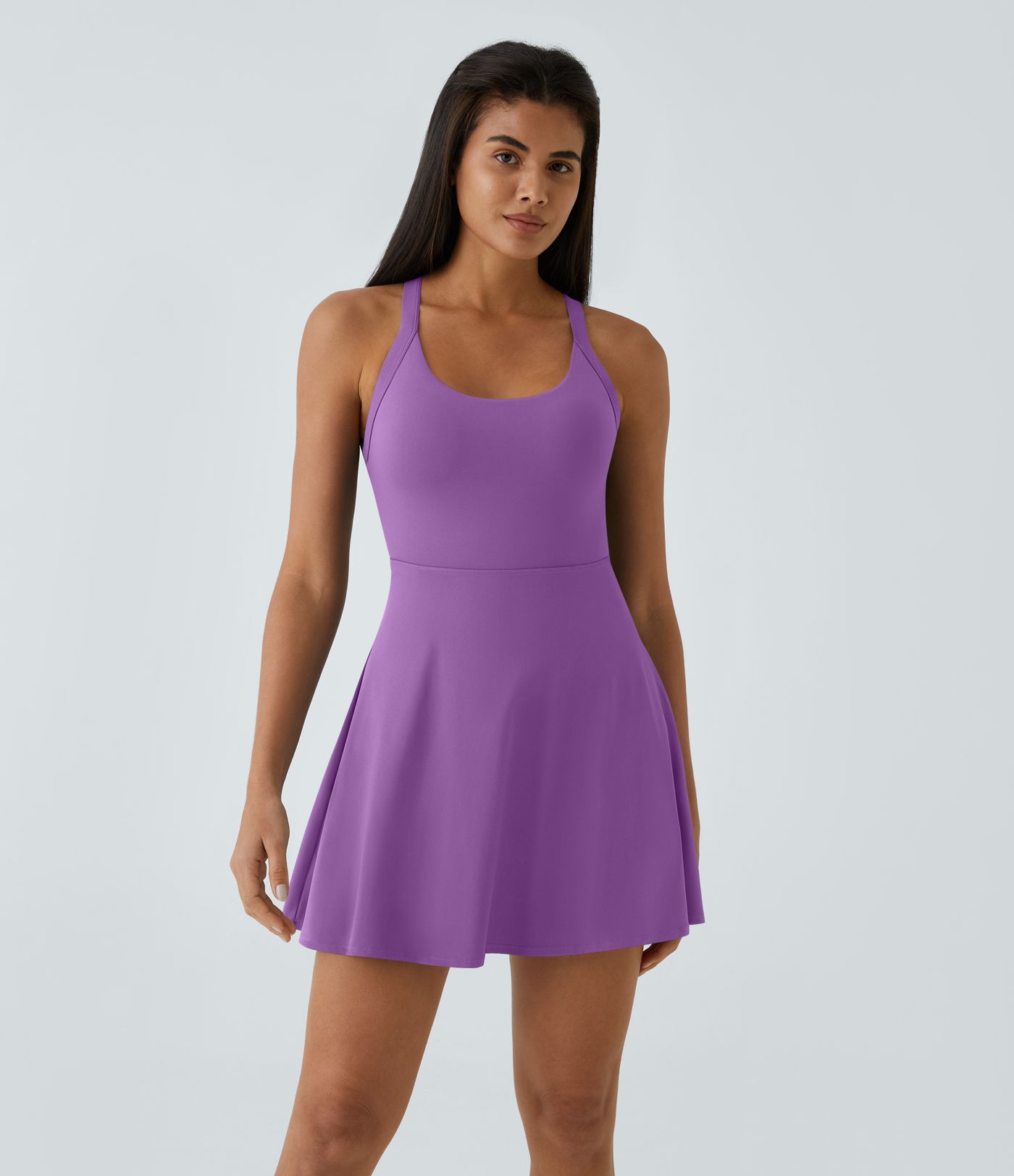 SoftlyZero™ Airy Backless Twisted Flare Low Support Dance Active Dress-Longer Length-Easy Peezy Edition A-C Cups