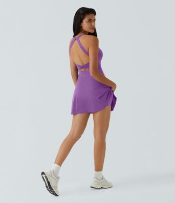 SoftlyZero™ Airy Backless Twisted Flare Low Support Dance Active Dress-Longer Length-Easy Peezy Edition A-C Cups
