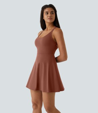 SoftlyZero™ Airy Backless Twisted Flare Low Support Dance Active Dress-Longer Length-Easy Peezy Edition A-C Cups