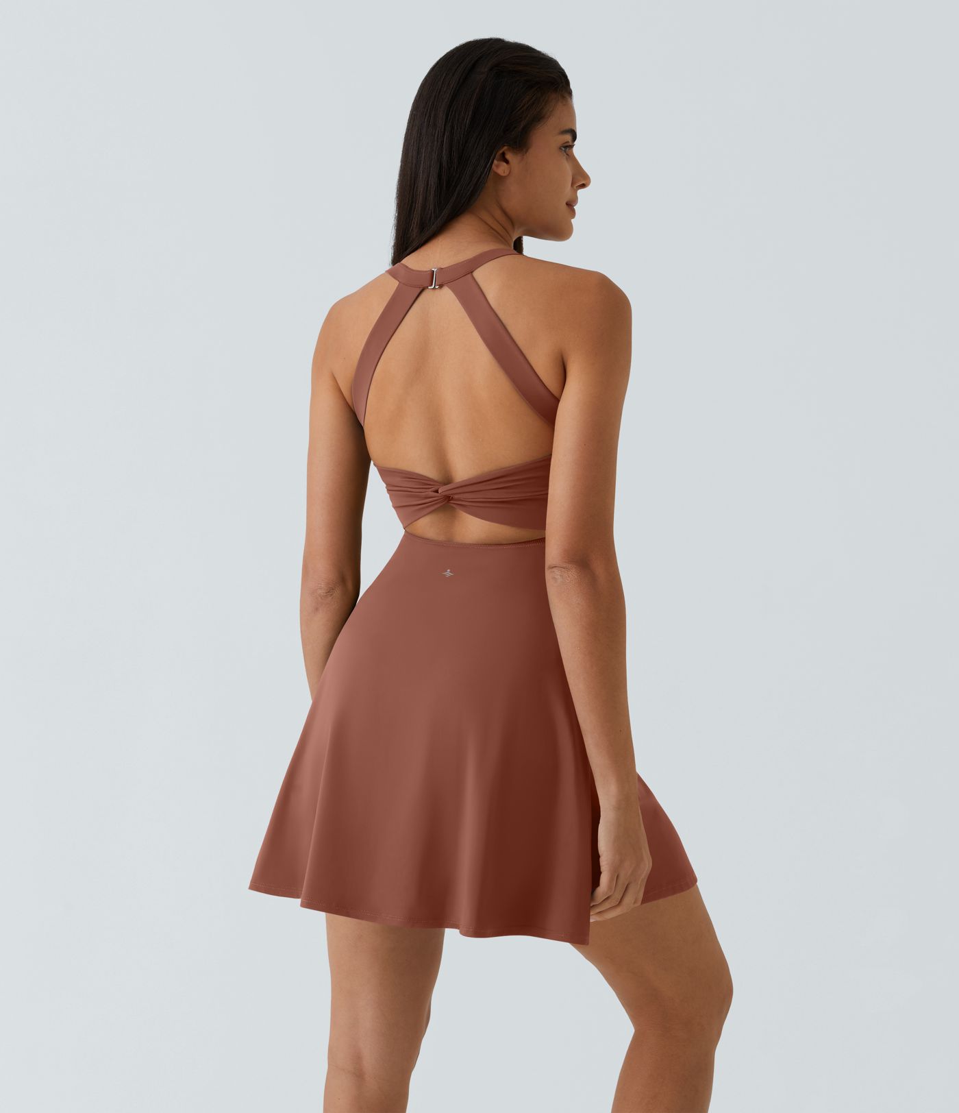 SoftlyZero™ Airy Backless Twisted Flare Low Support Dance Active Dress-Longer Length-Easy Peezy Edition A-C Cups