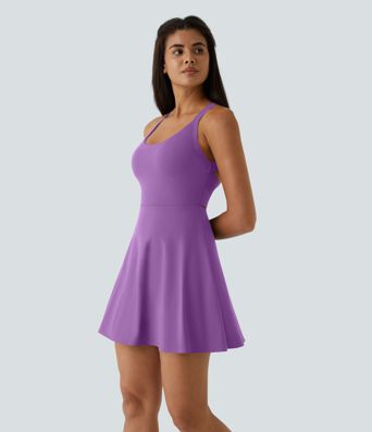 SoftlyZero™ Airy Backless Twisted Flare Low Support Dance Active Dress-Longer Length-Easy Peezy Edition A-C Cups