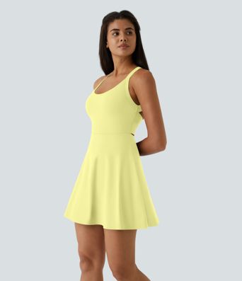 SoftlyZero™ Airy Backless Twisted Flare Low Support Dance Active Dress-Longer Length-Easy Peezy Edition A-C Cups