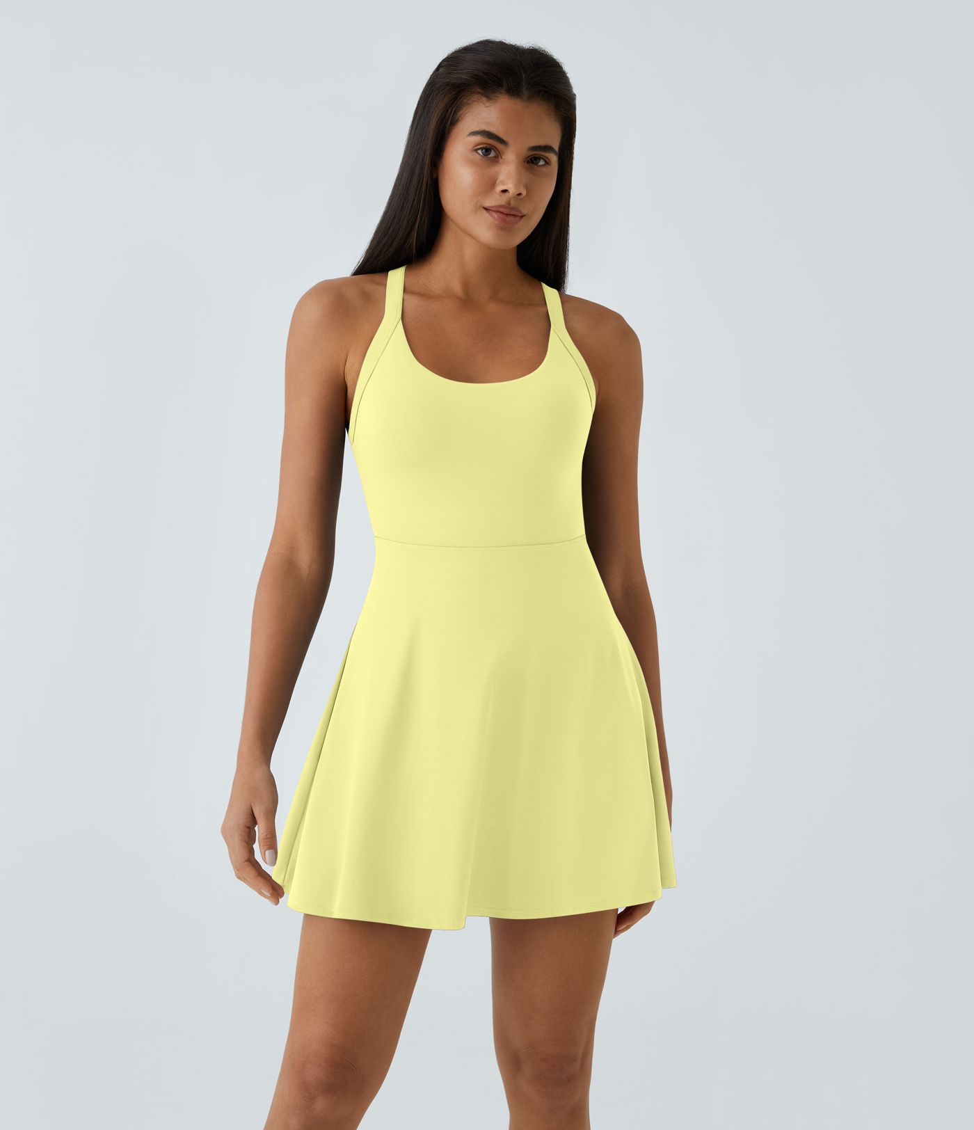 SoftlyZero™ Airy Backless Twisted Flare Low Support Dance Active Dress-Longer Length-Easy Peezy Edition A-C Cups