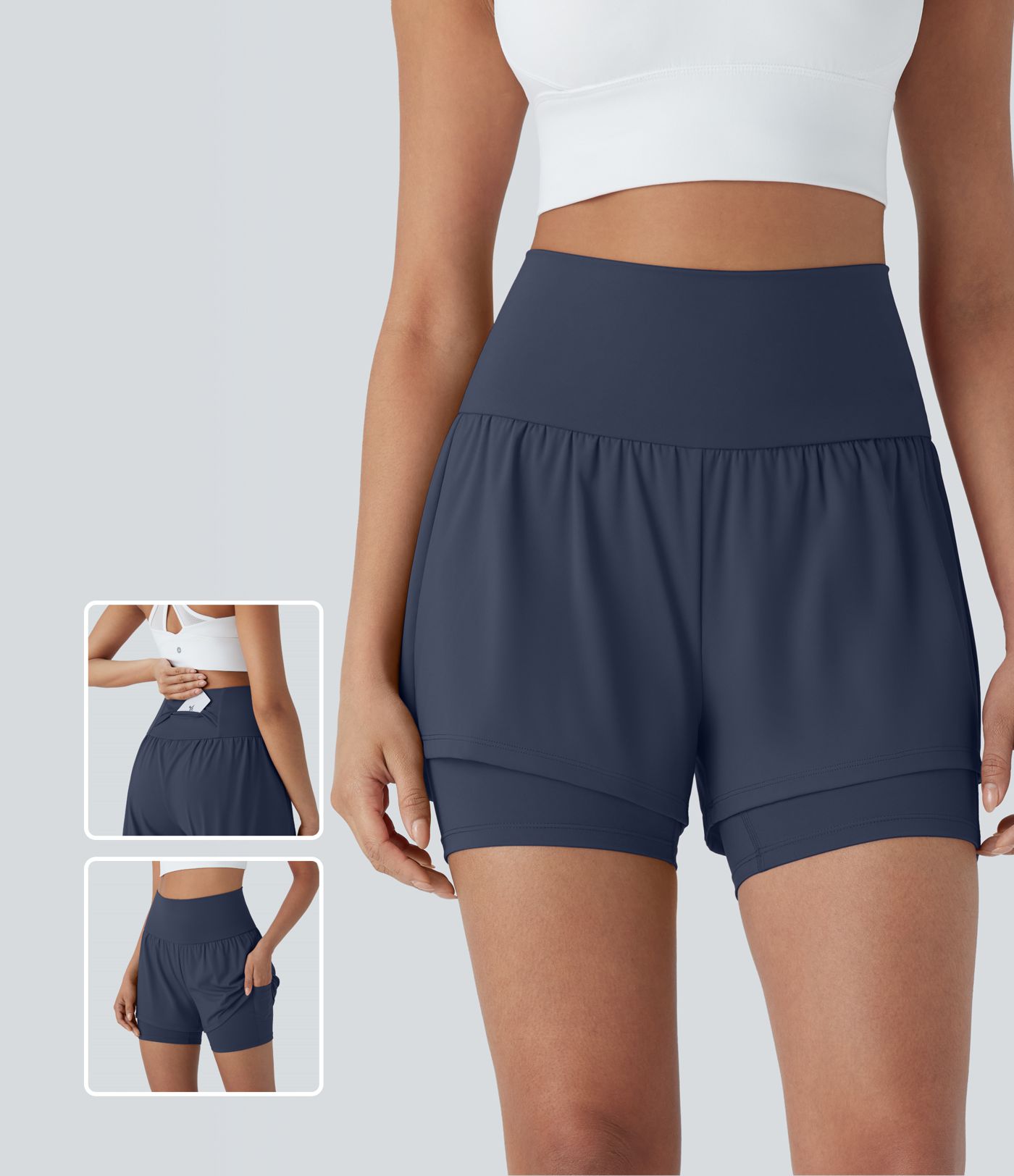 SoftlyZero™ Airy Super High Waisted 2-in-1 Cool Touch Yoga Shorts 5'' with Pockets