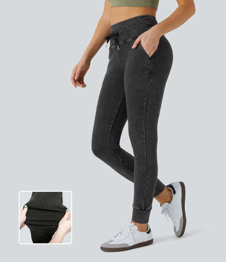 Halara Flex™ High Waisted Drawstring Pocket Washed Casual Jeans