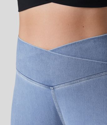 Halara Flex™ Crossover Pocket Washed Denim Work Plus Size Leggings