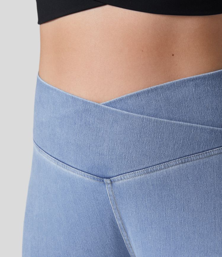 Halara Flex™ Crossover Pocket Washed Denim Work Plus Size Leggings