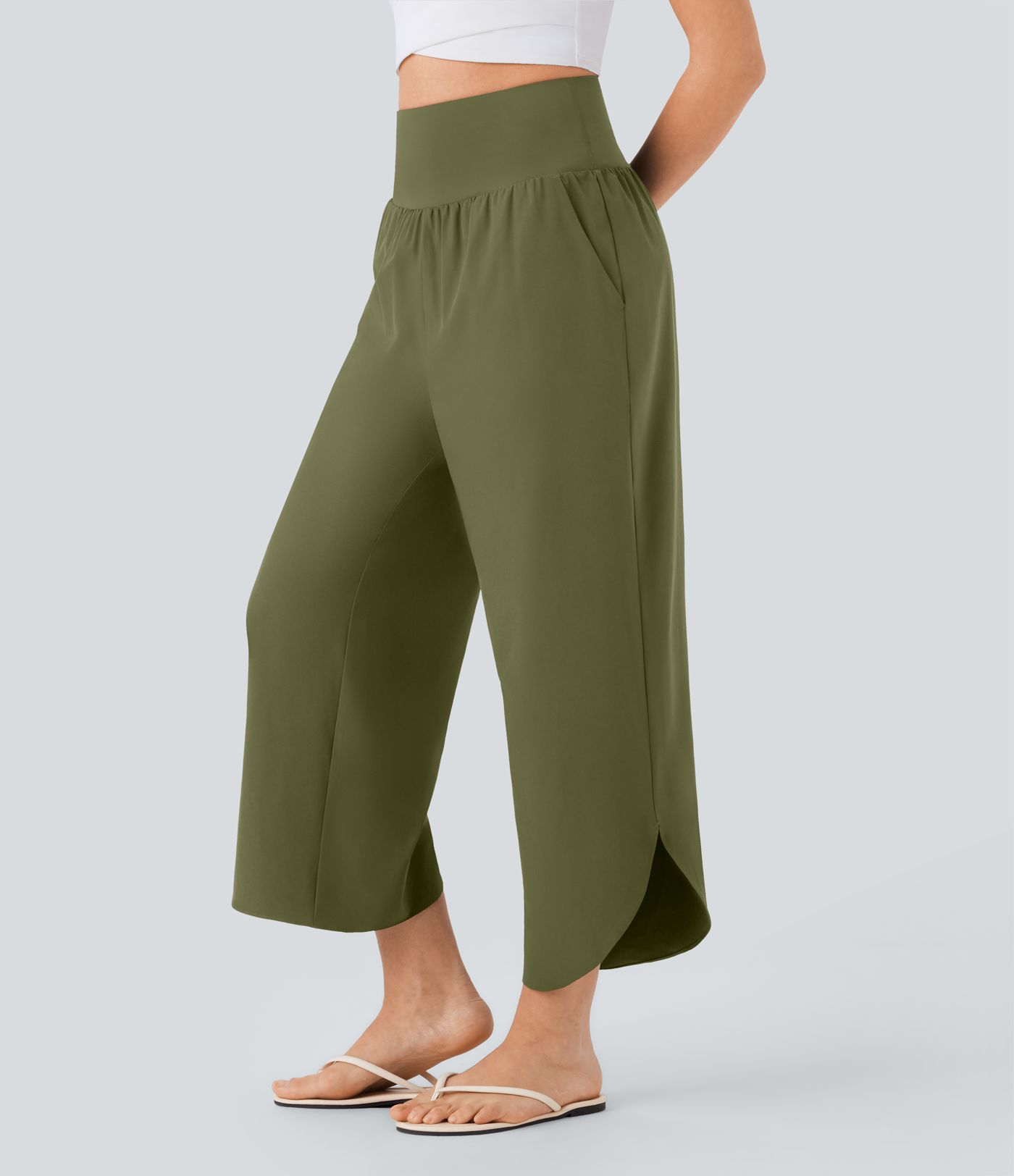 SoCinched Hohe Taille Bauchkontrolle Taschen-Saum Schnelltrocknende Hose