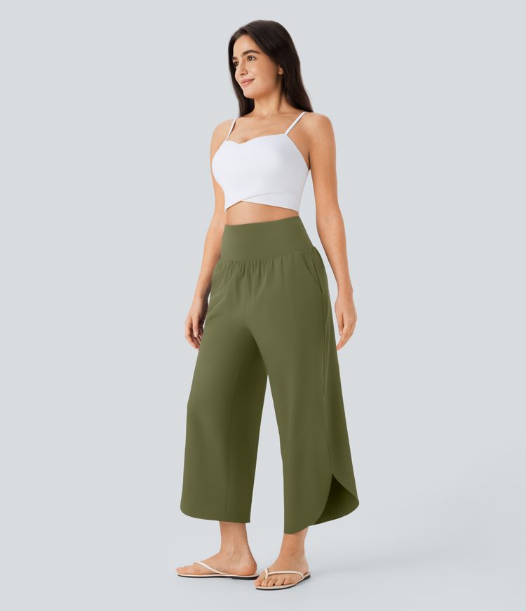 SoCinched Hohe Taille Bauchkontrolle Taschen-Saum Schnelltrocknende Hose