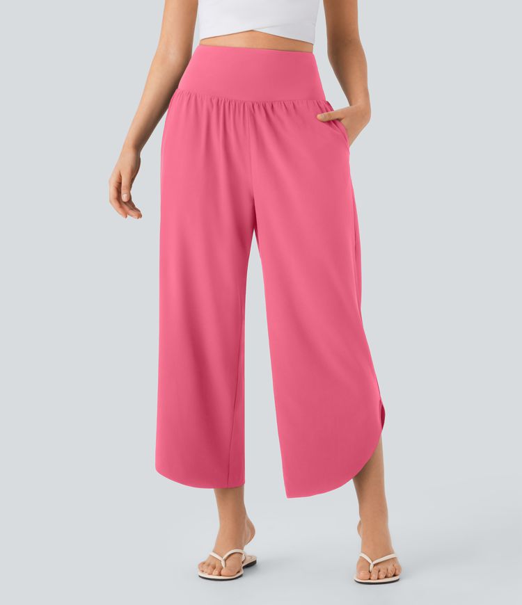 SoCinched High Waisted Tummy Control Side Pocket Split Hem Quick Dry Resort Pants