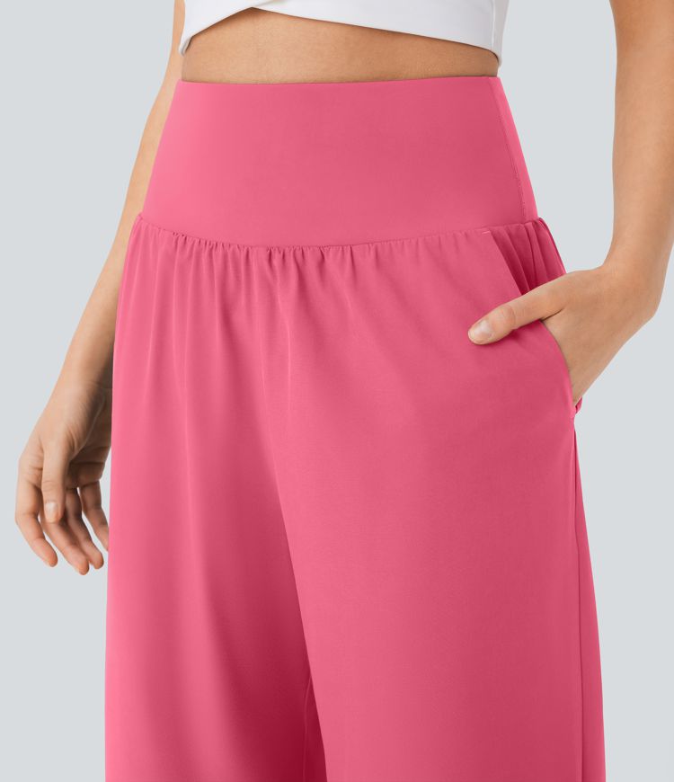 Breezeful™ High Waisted Tummy Control Split Hem Quick Dry Resort Pants with Pockets