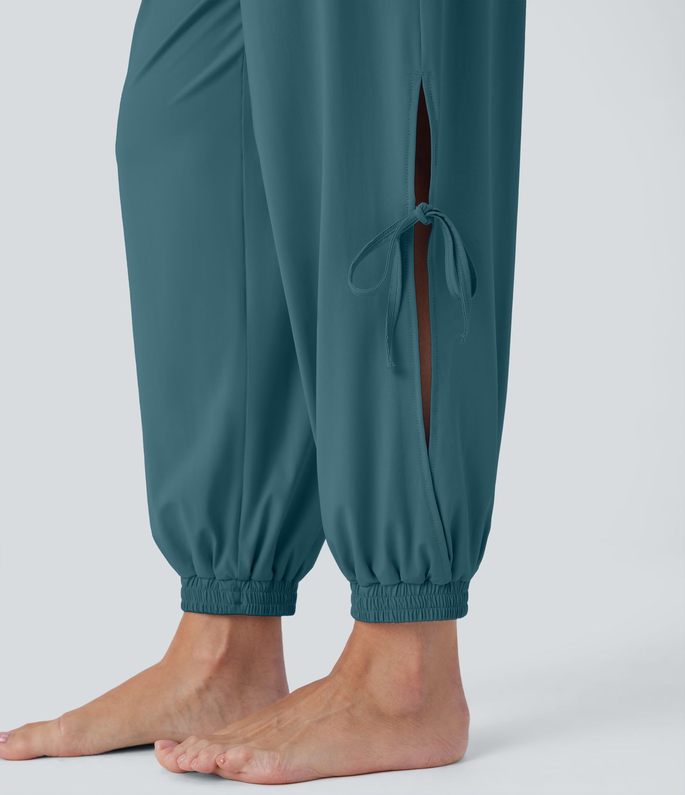 Mono de Yoga Sin Mangas en Corte y Bolsillo en Cordón de Toque Fresco-UPF50+