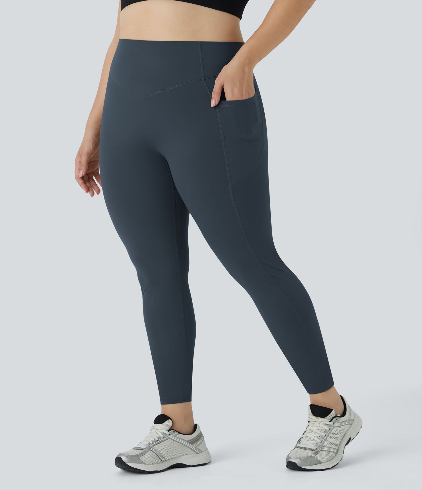 Halara UltraSculpt™ SoCinched Leggings Taille Haute Sculptantes Fessiers Gainantes Contrôle du Ventre avec Poches Taille Plus