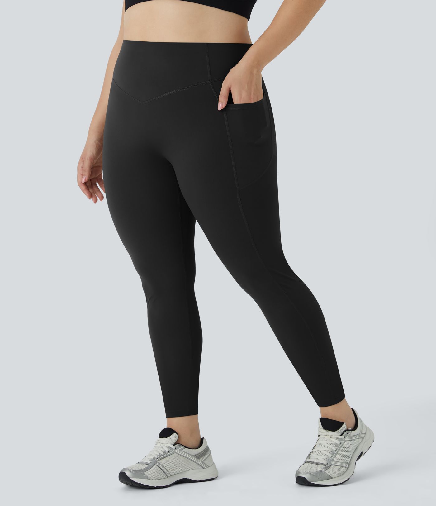 Halara UltraSculpt™ SoCinched Hohe Taille Scrunch Po Lifting Bauchkontrolle Taschen Formende Trainings Plus Size Leggings
