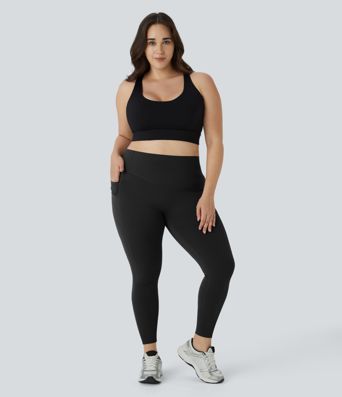 Halara UltraSculpt™ SoCinched Hohe Taille Scrunch Po Lifting Bauchkontrolle Taschen Formende Trainings Plus Size Leggings
