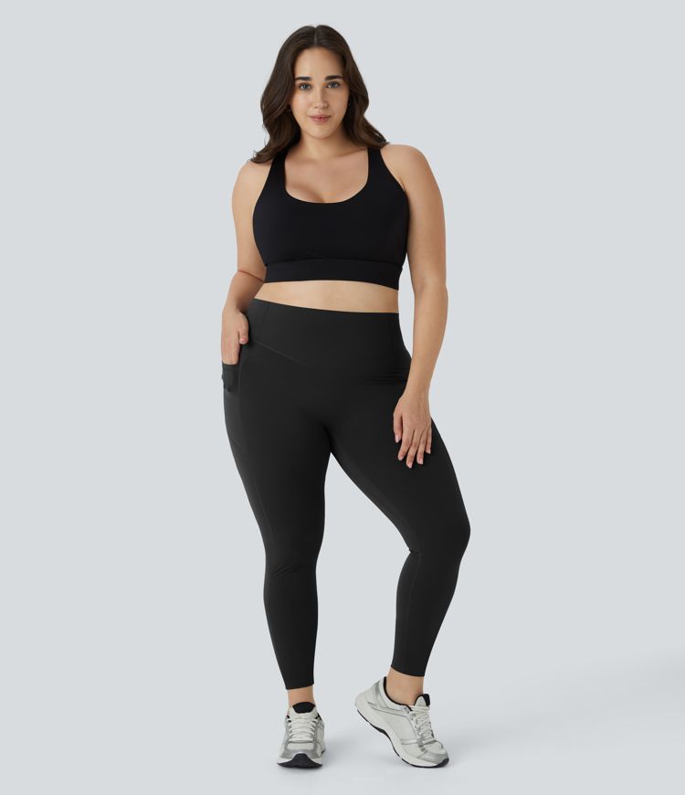 Halara UltraSculpt™ SoCinched Hohe Taille Scrunch Po Lifting Bauchkontrolle Taschen Formende Trainings Plus Size Leggings