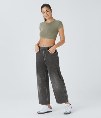 Halara Flex™ Mid Rise Taskut Barrel-lahkeiset Työfarkut