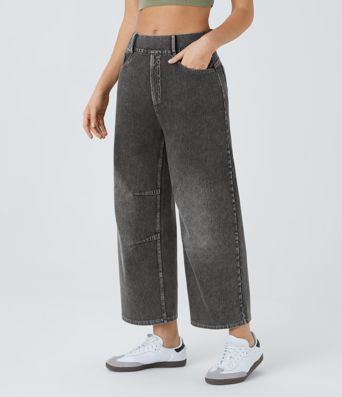 Halara Flex™ Mid Rise Taskut Barrel-lahkeiset Työfarkut